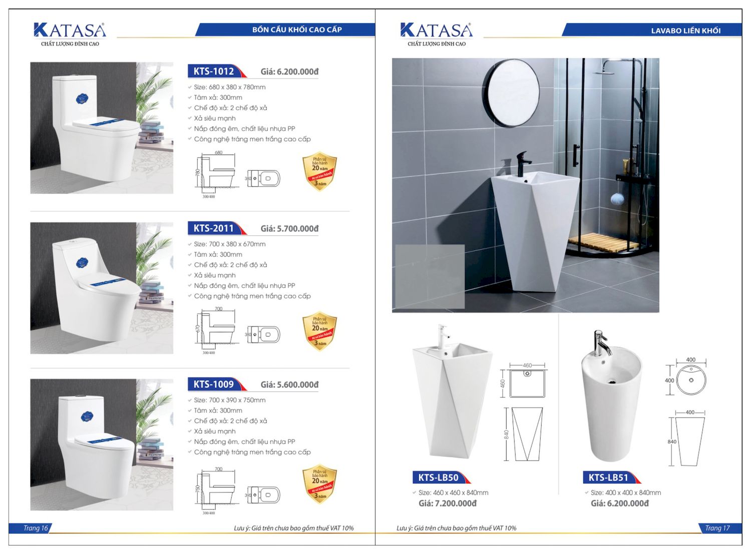 Thiết bị vệ sinh KATASA Catalogue và Bảng giá mới nhất /Page 